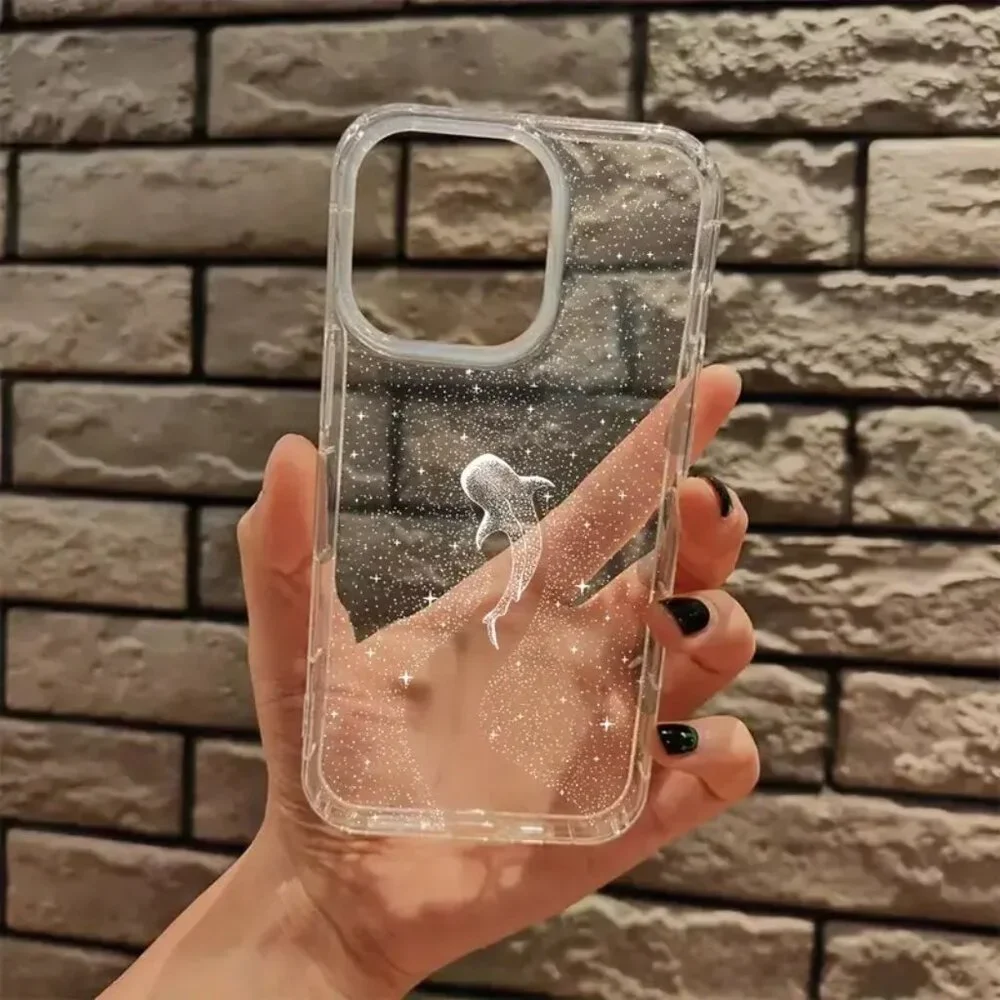 Apple iPhone 16 Pro/Max Clear Glitter Dolphi phone case